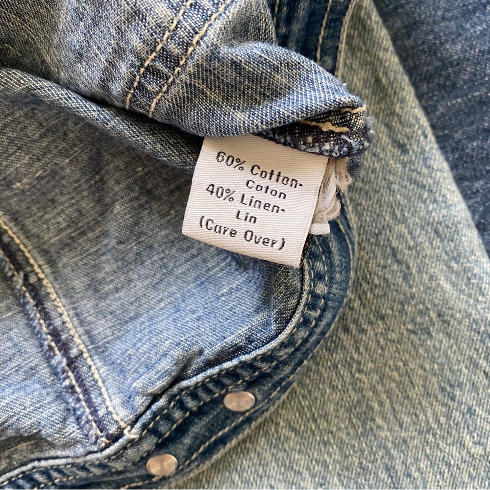 calvin klein denim collared vest linen blend size L - Picture 4 of 7